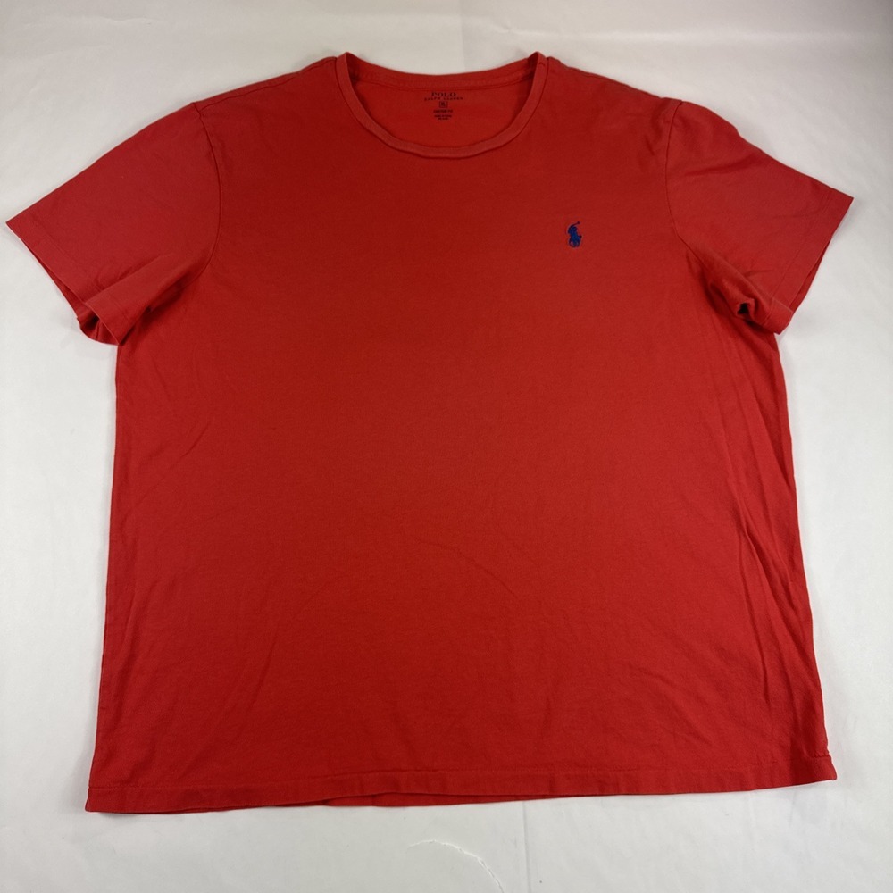 Polo Ralph Lauren Shirt Men XL Custom Fit Red Short Sleeve Blue Pony Preppy READ